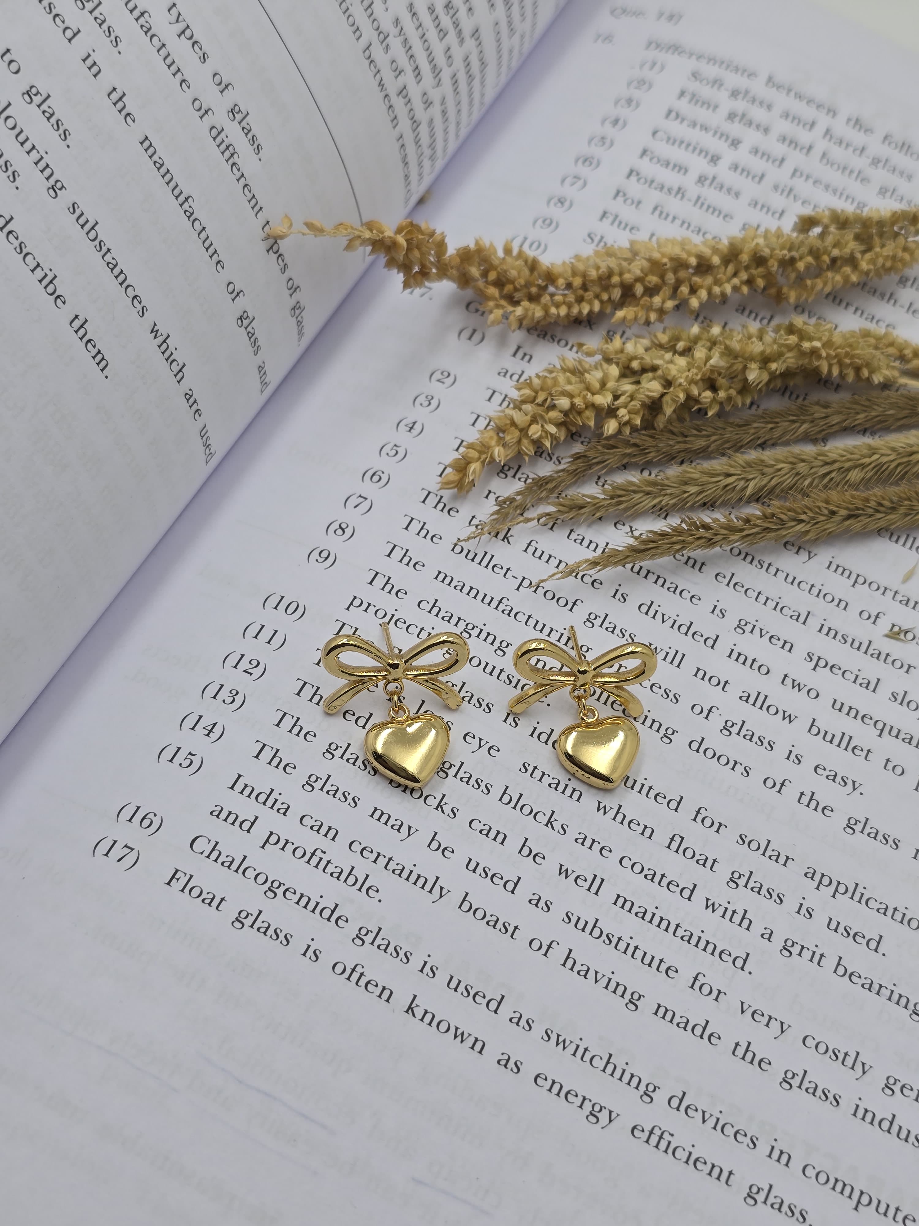 Bow & Heart Dangle Earrings