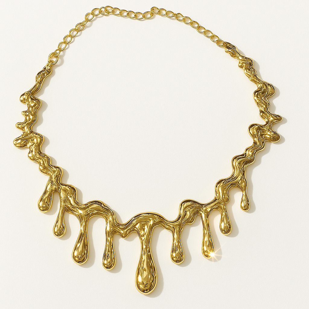 18K Gold Plated Molten Drip Necklace