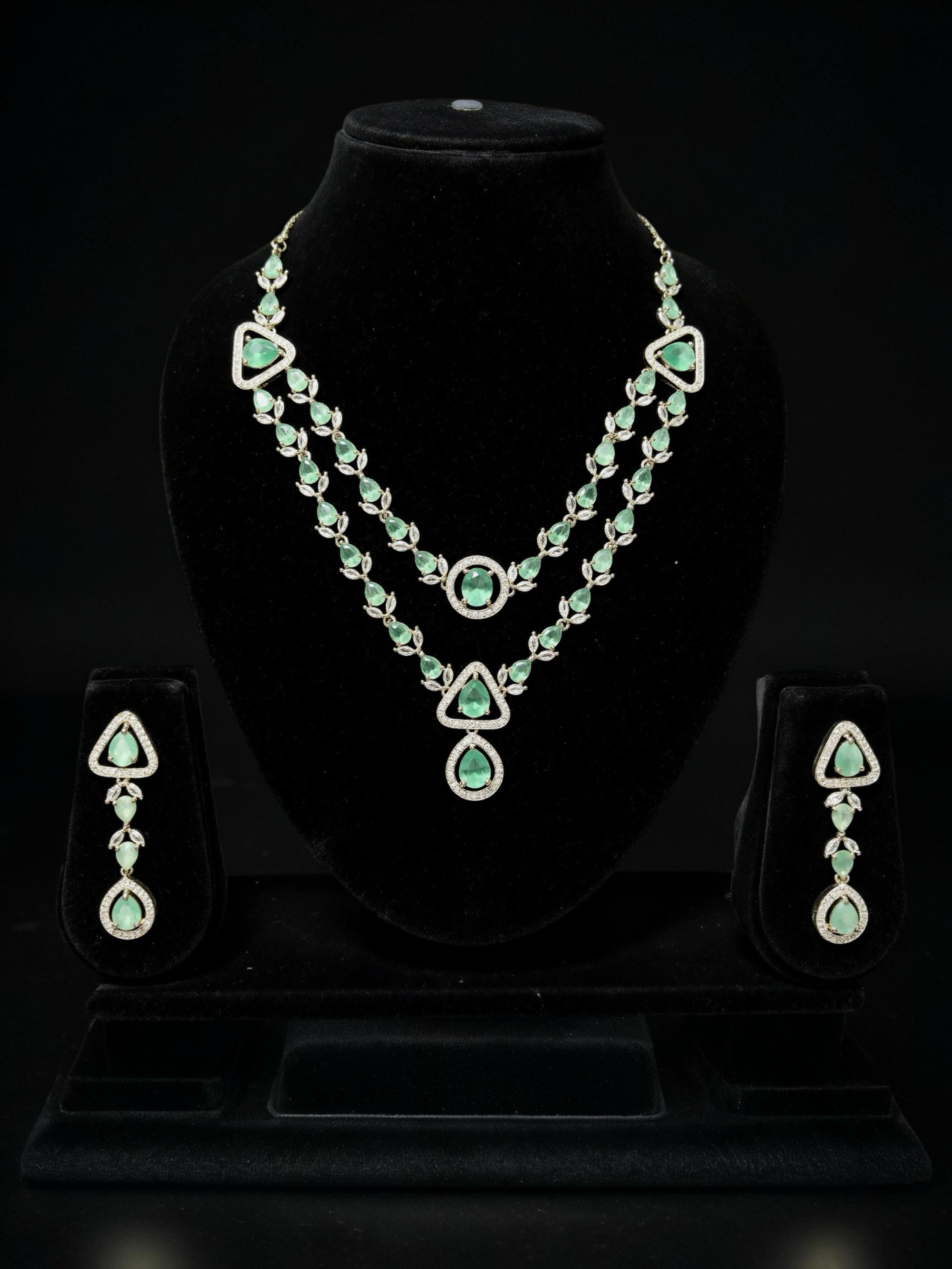 Emerald Majesty AD Necklace Set