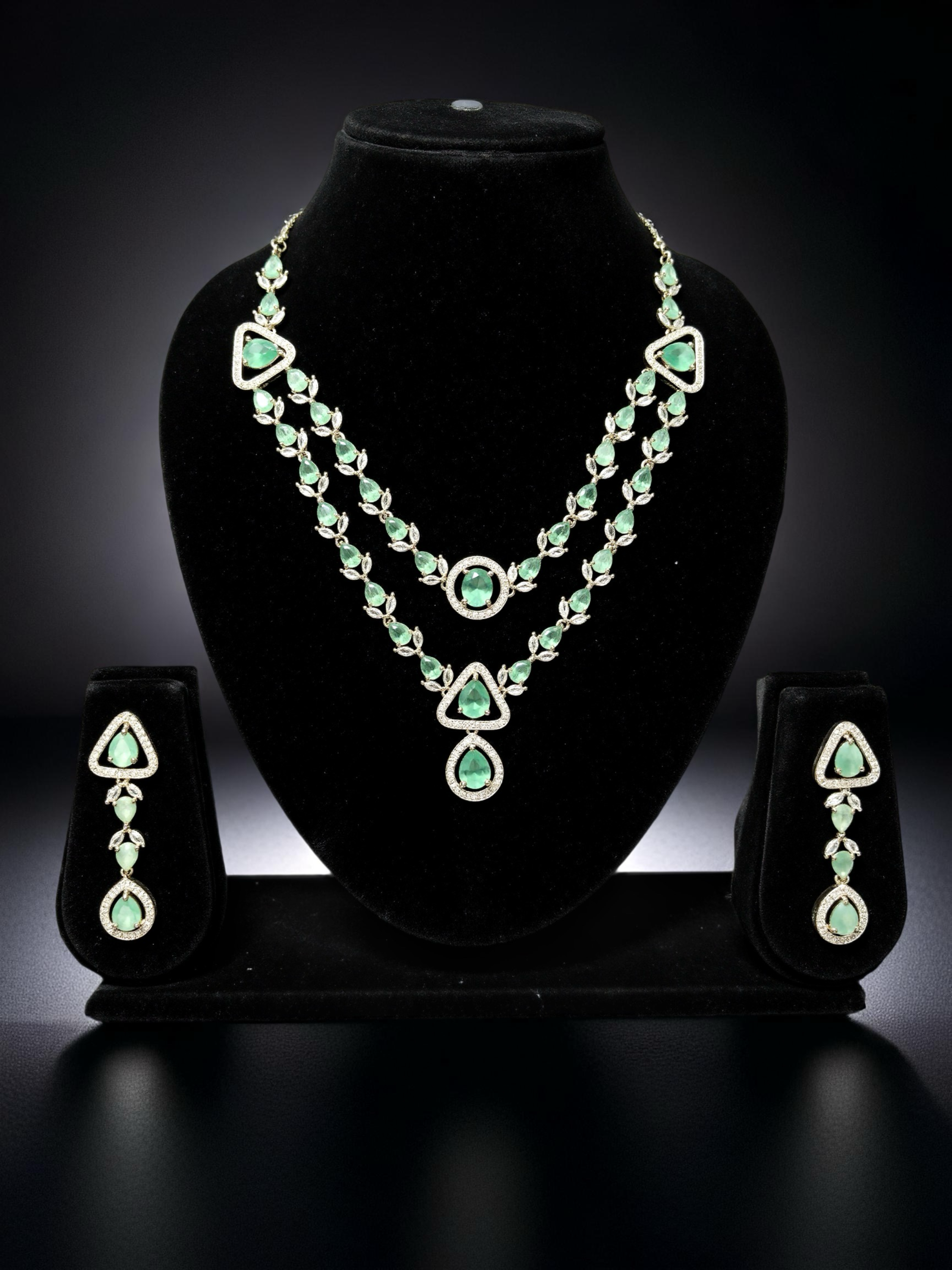 Emerald Majesty AD Necklace Set