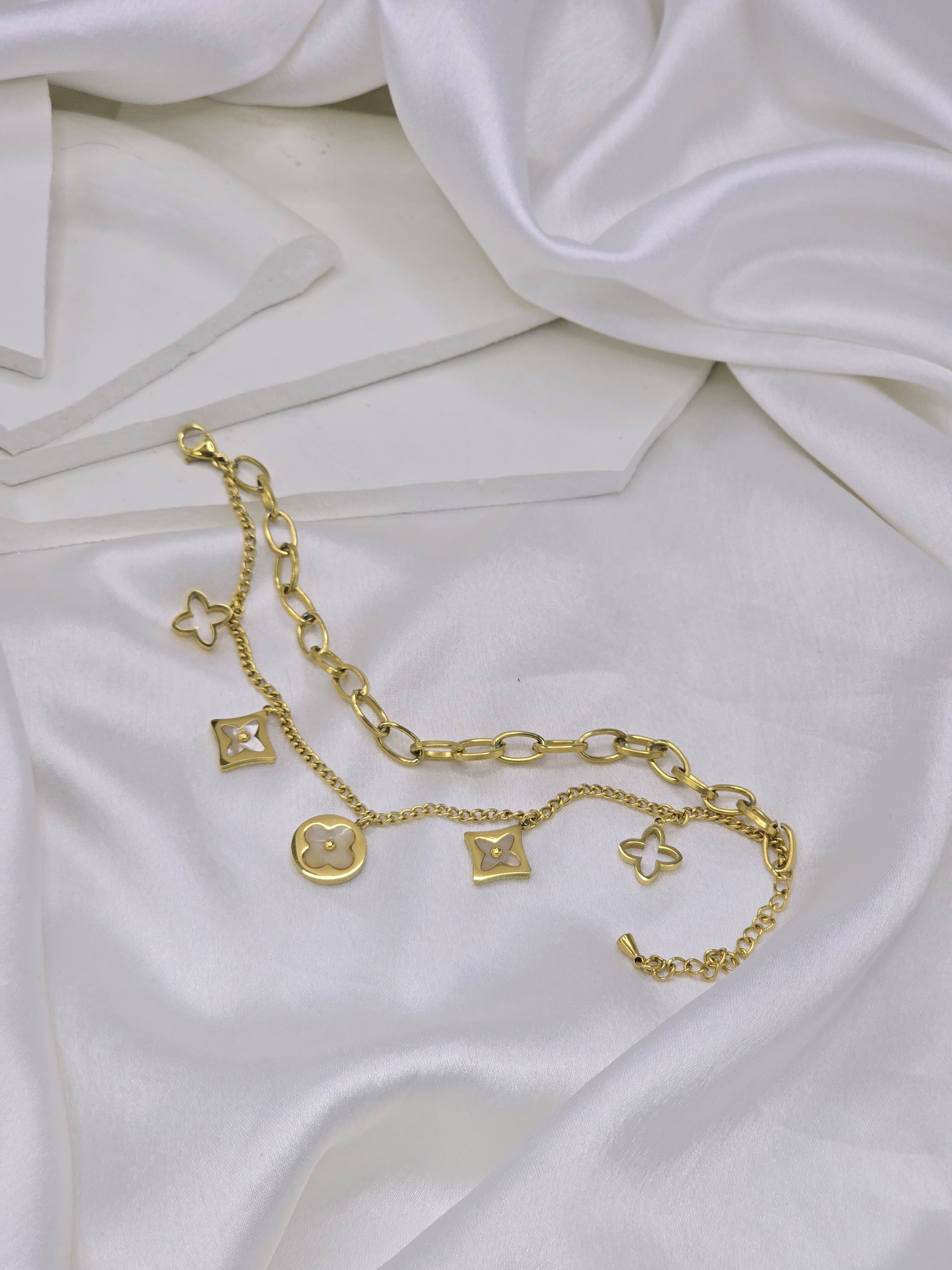 Golden Clover Charm Bracelet