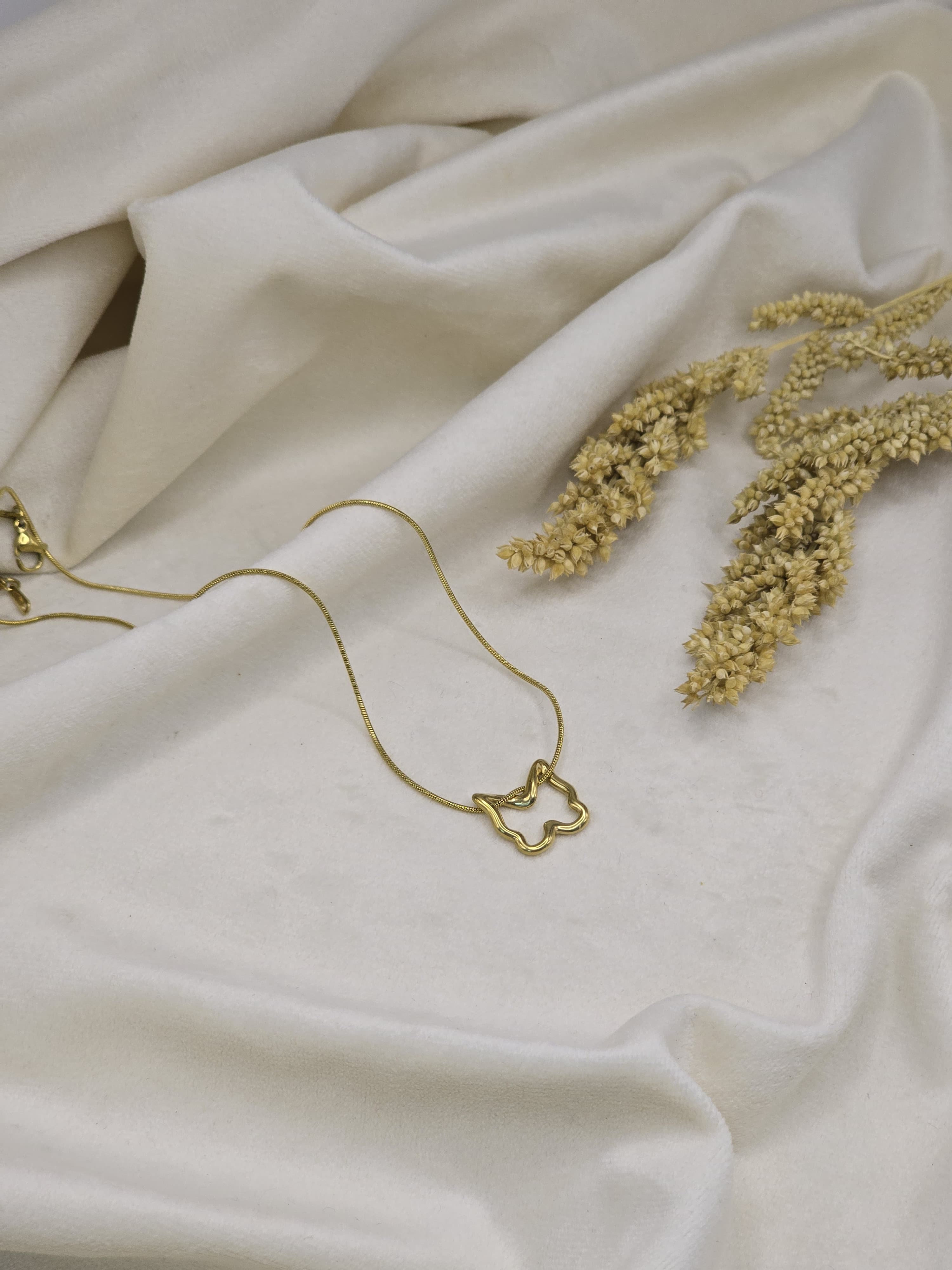Golden Outline Butterfly Necklace