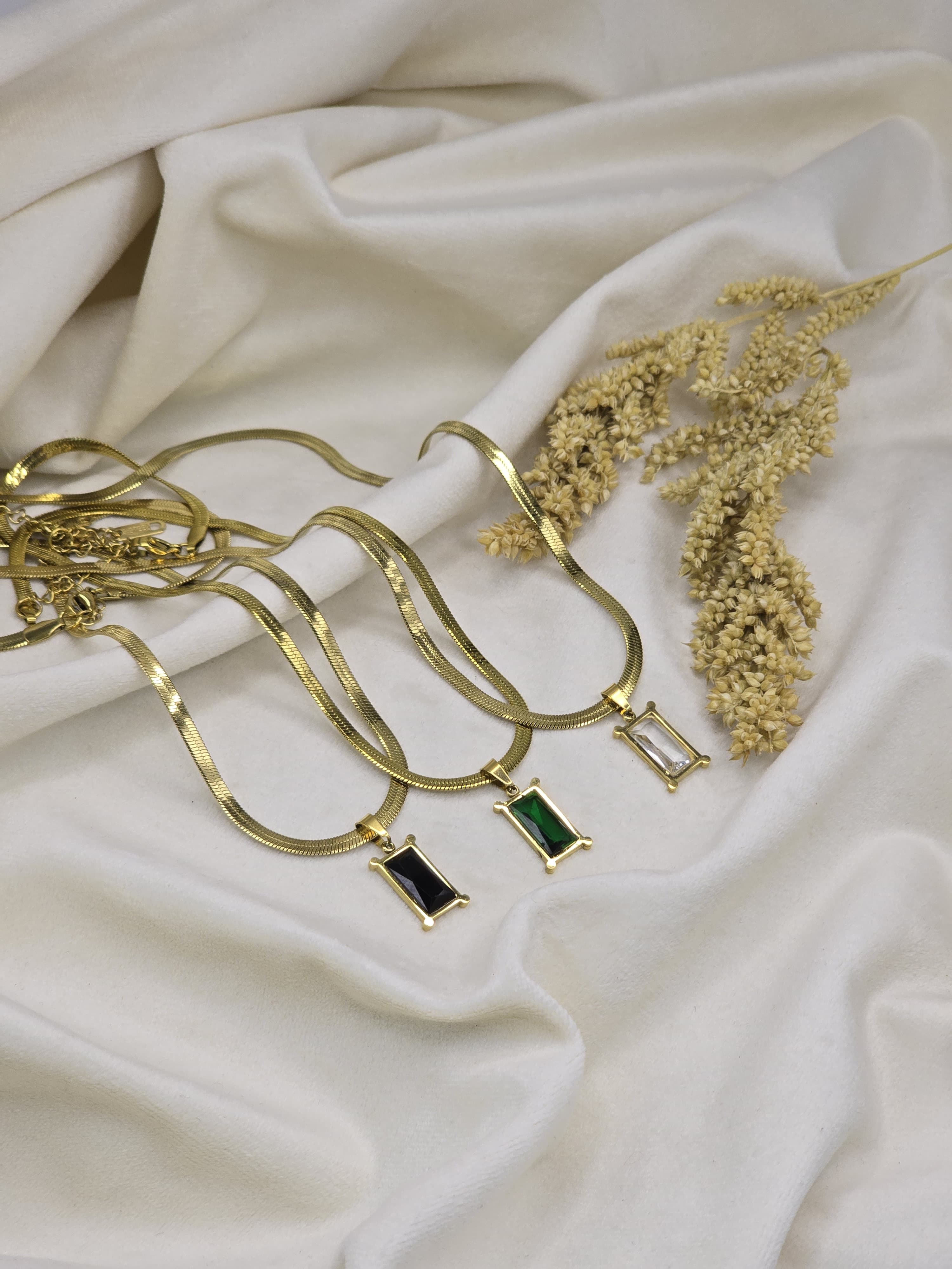 Regal Gem Rectangle Pendant Necklaces