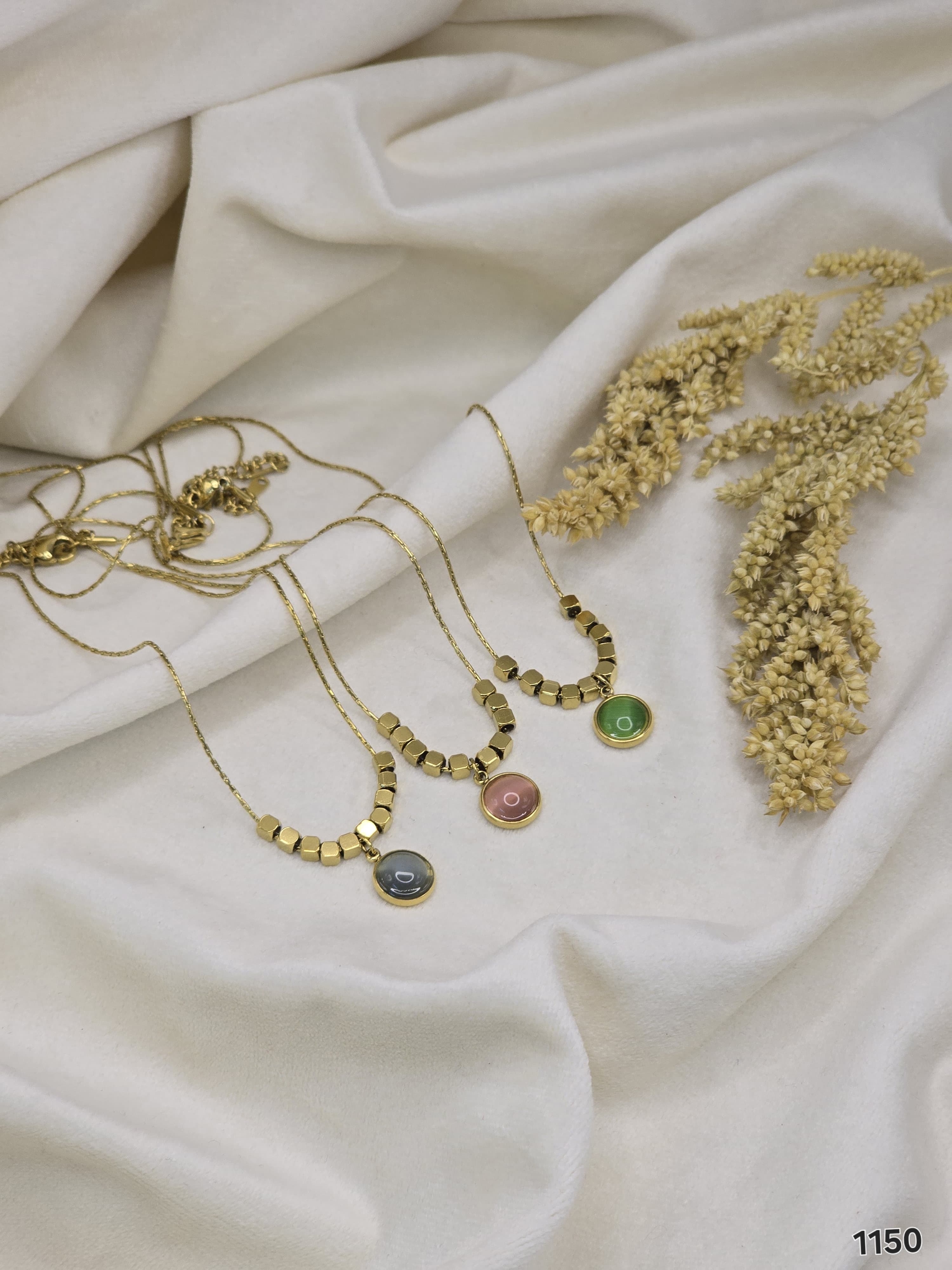 Gem Disc Cube Strand Necklaces