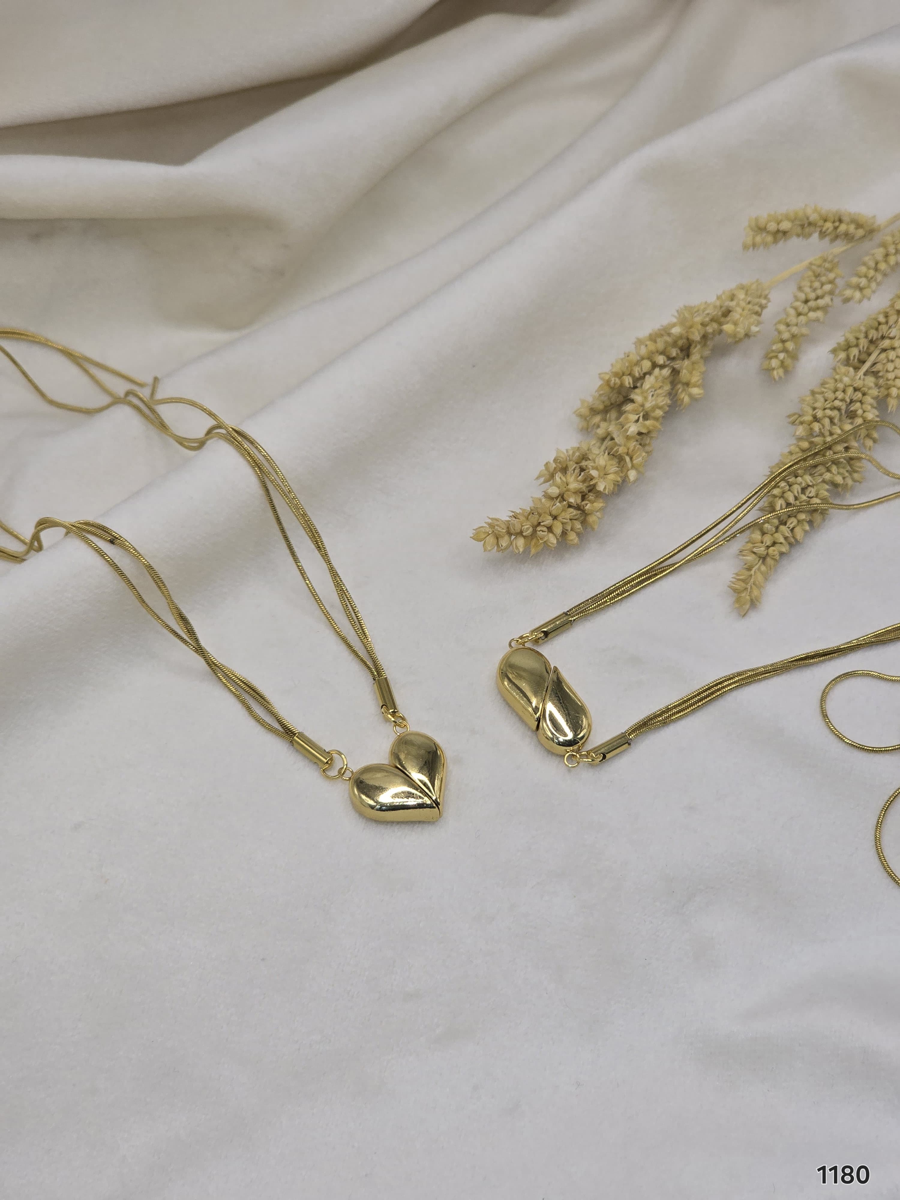 Sculpted Heart & Capsule Locket Necklaces  Description: