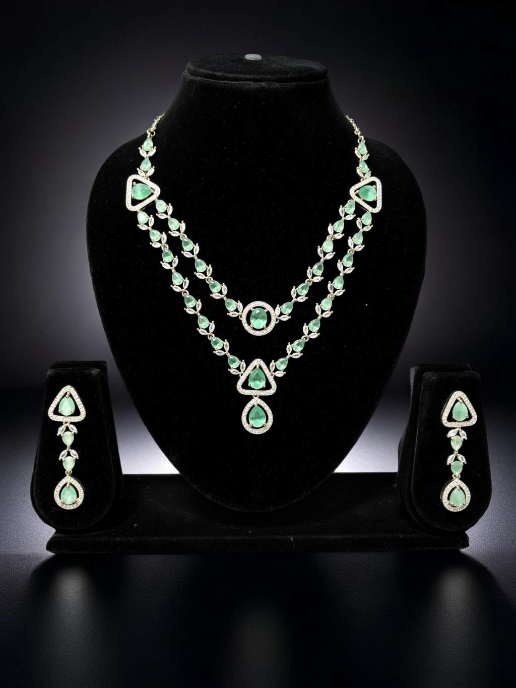 Emerald Majesty AD Necklace Set