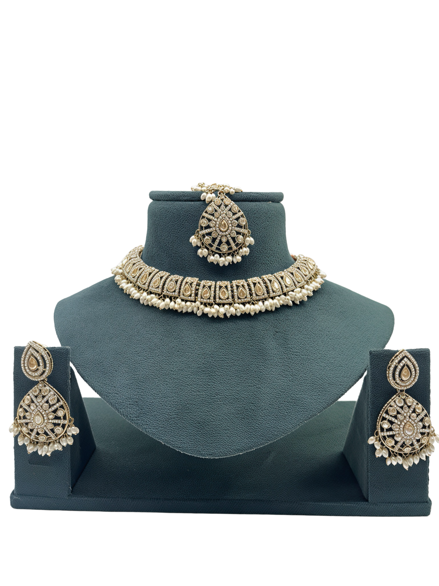 Pearl Kundan Choker Necklace Set