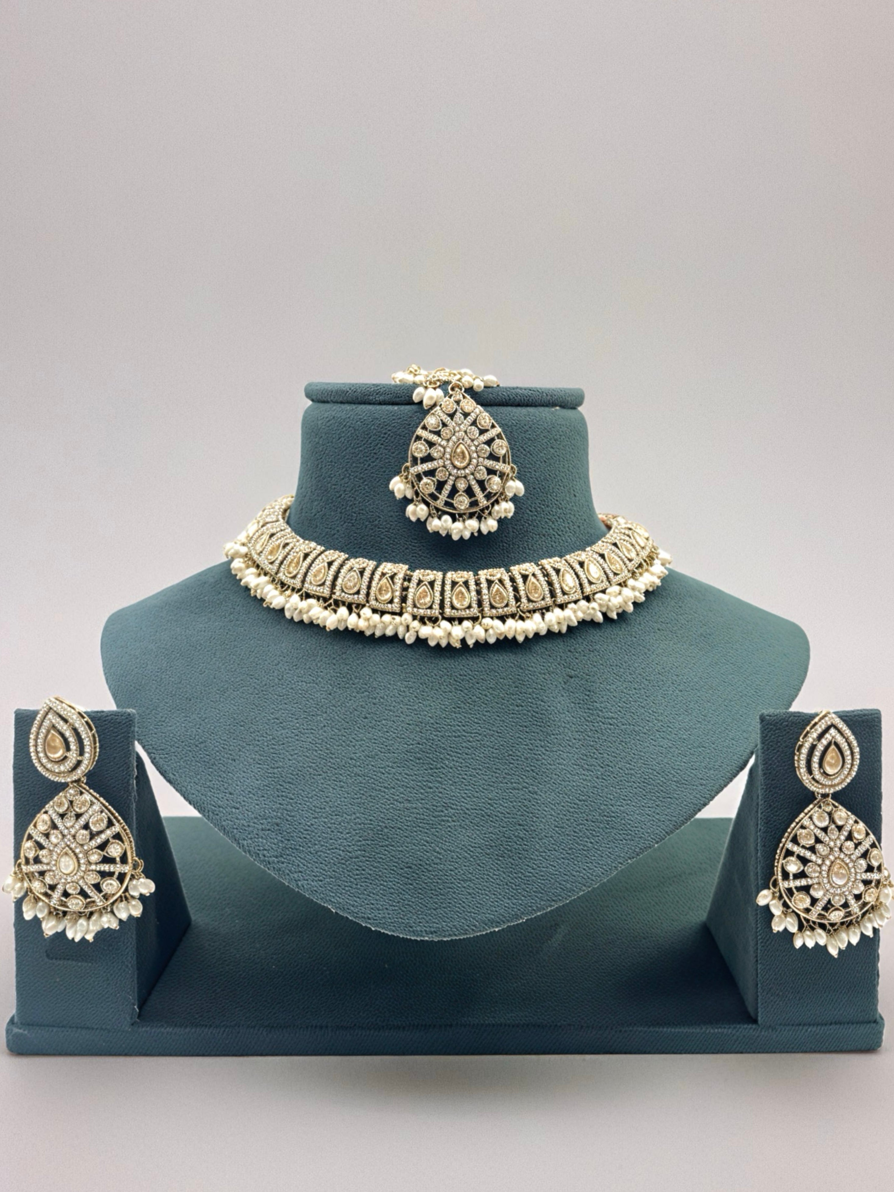 Pearl Kundan Choker Necklace Set