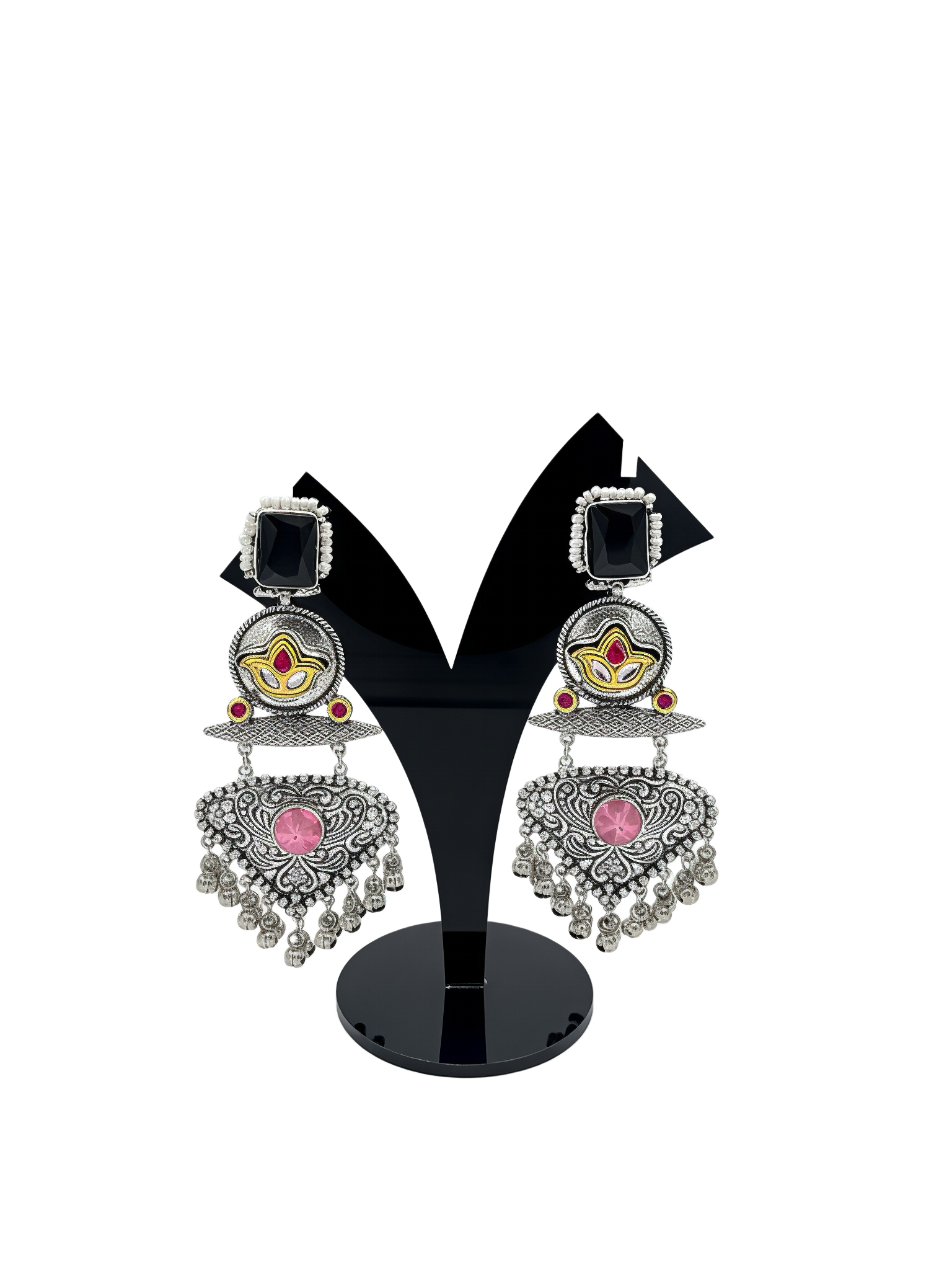 Oxidized Silver Chandbali Earrings