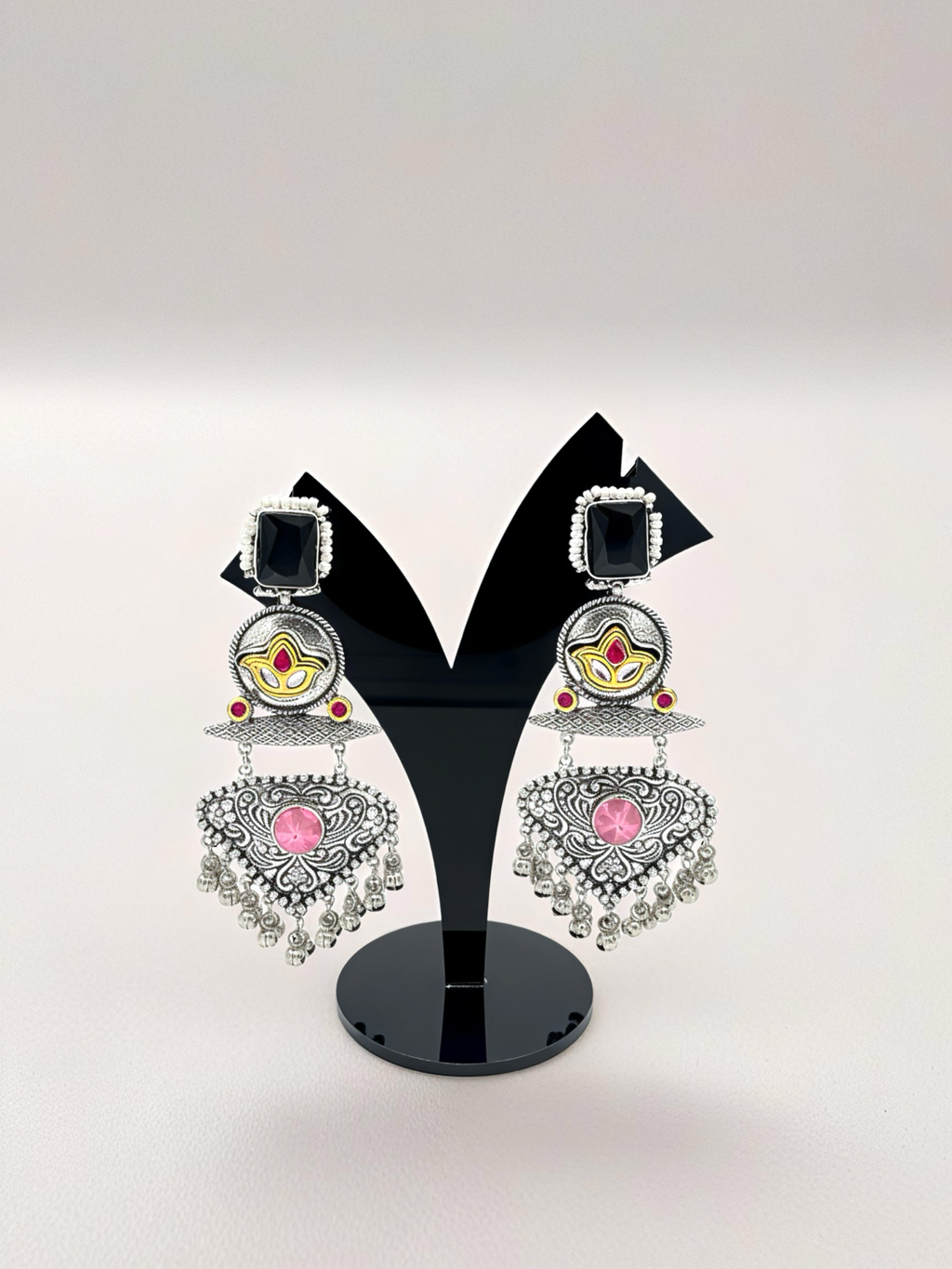 Oxidized Silver Chandbali Earrings