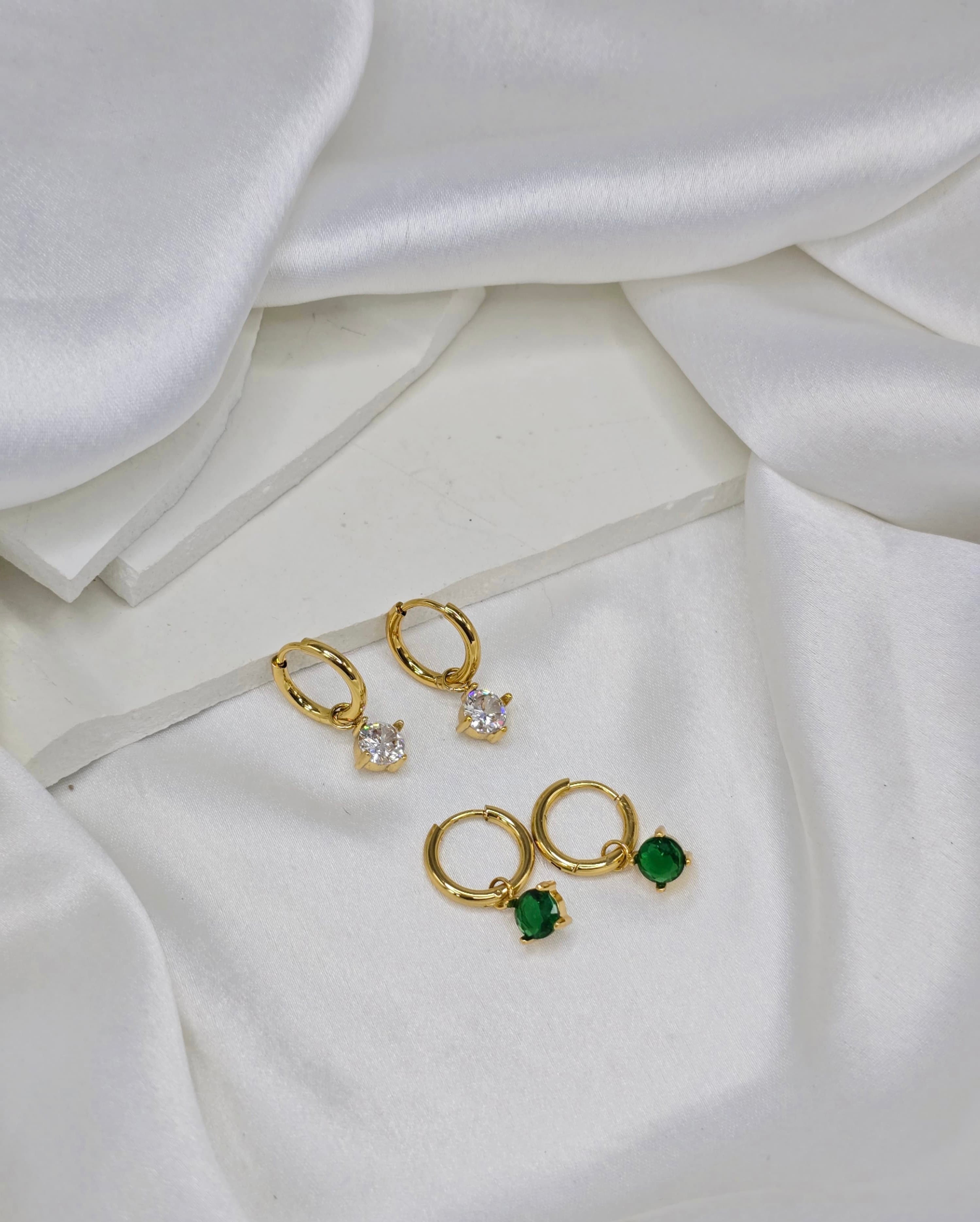 Gemstone Huggie Hoop Earrings.