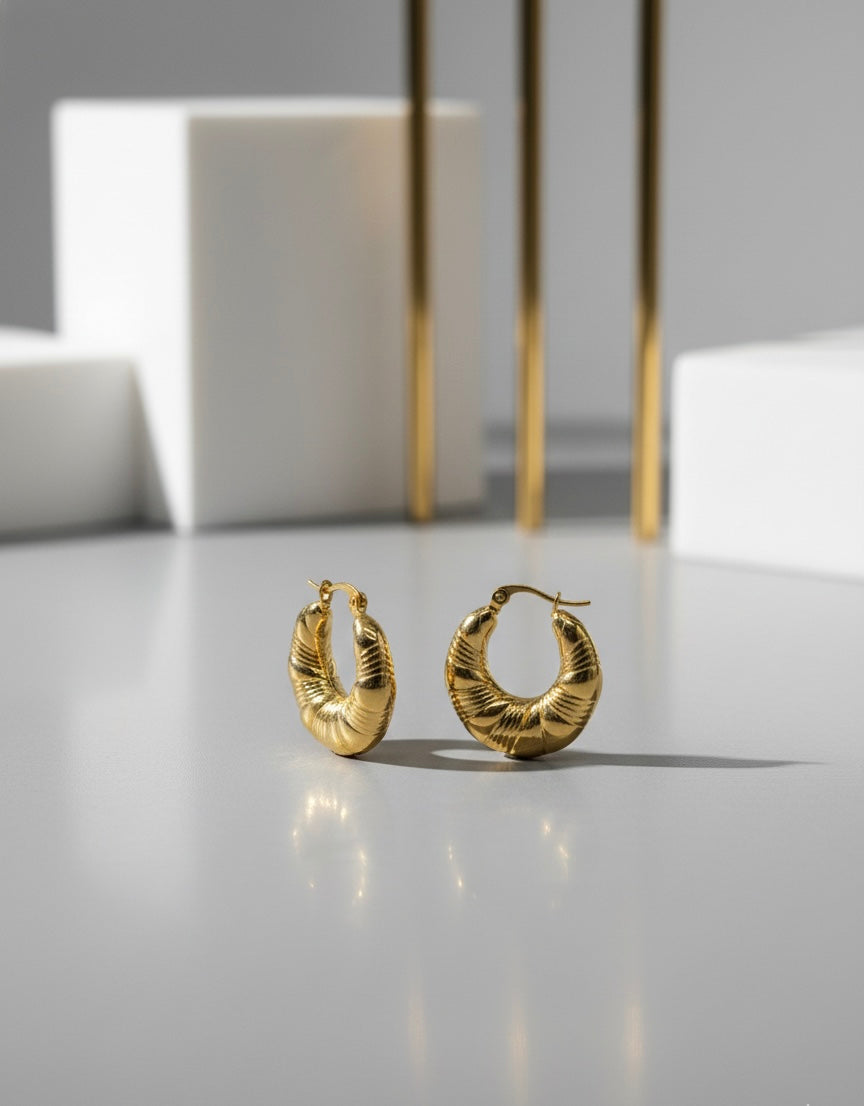 Textured Dome Huggie Hoops