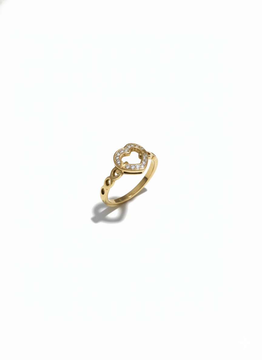 Crystal-Encrusted Open Heart Ring