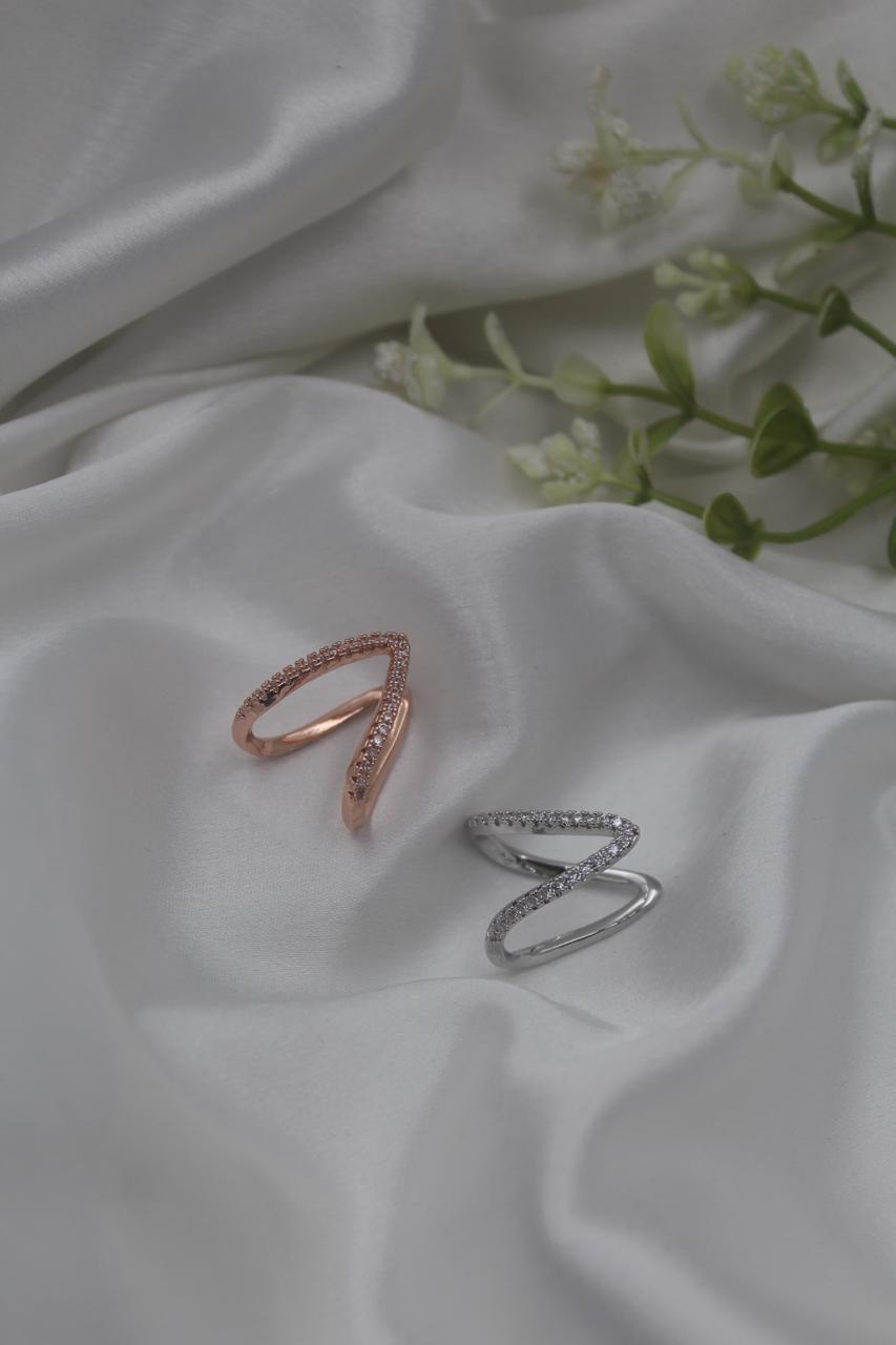 Glamour Zigzag Rings (Rose Gold & Silver)