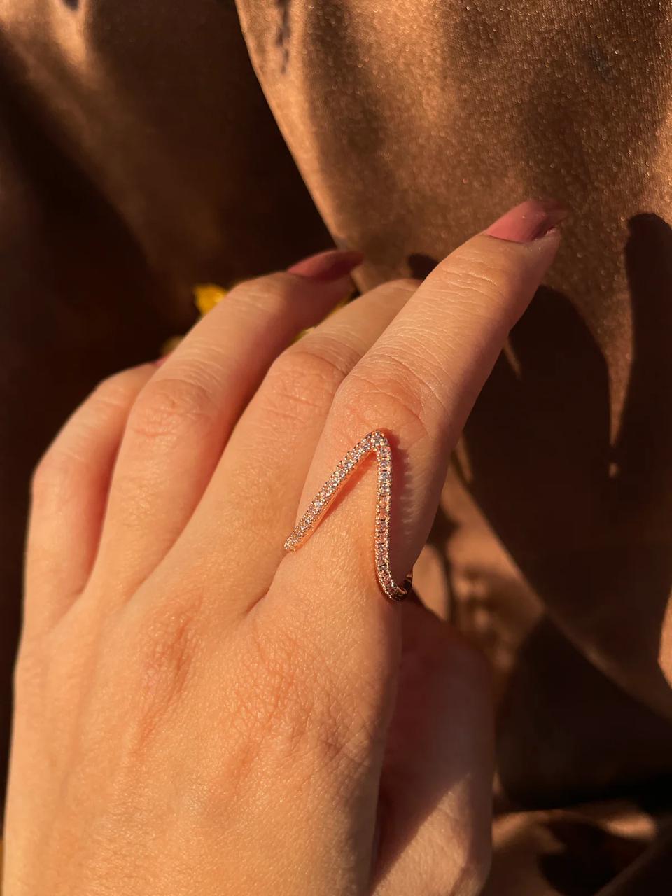 Gold Zigzag Pavé Ring