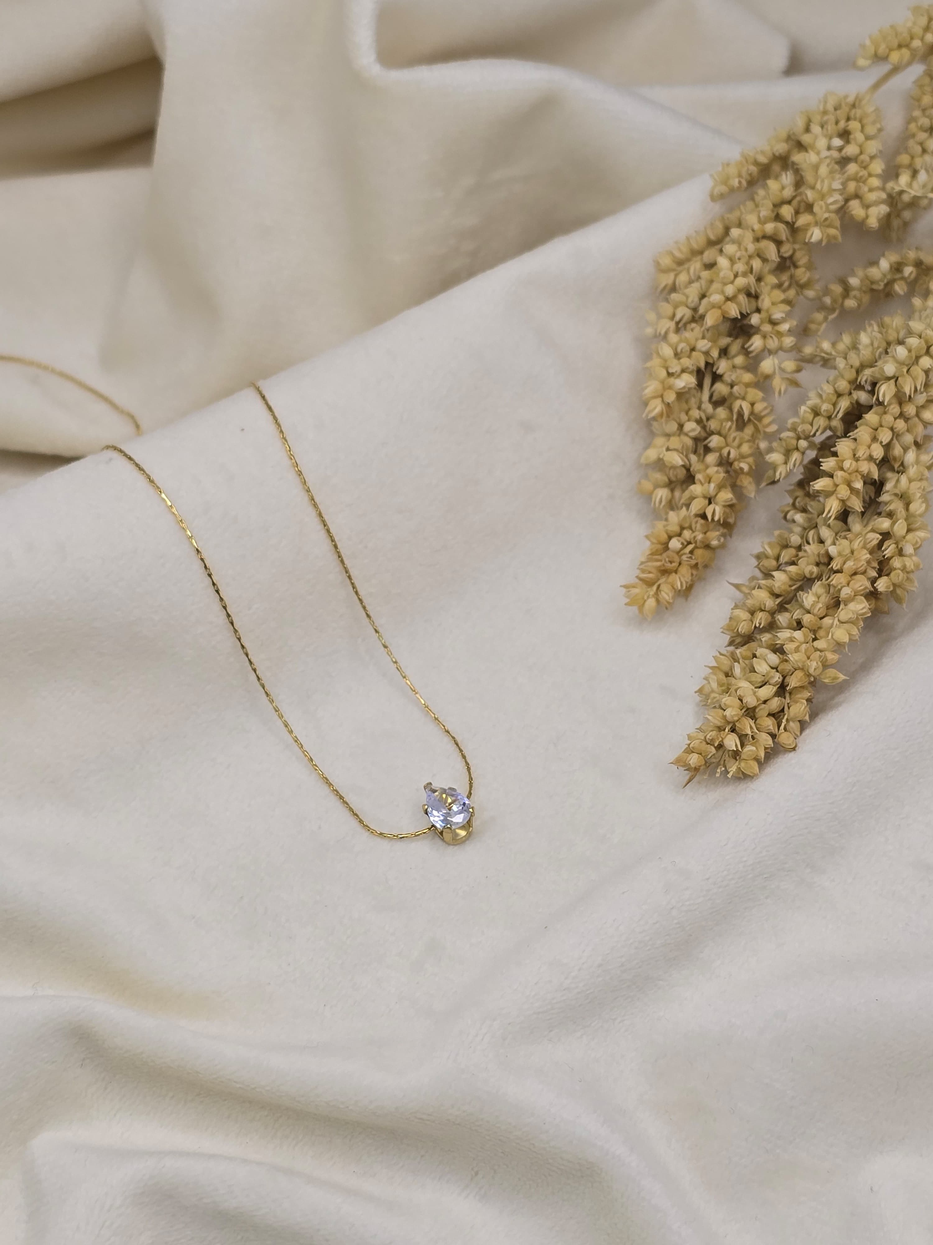 Teardrop Solitaire Pendant Necklace